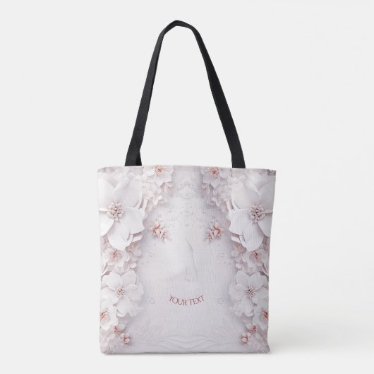 Ivoor Blush Roze Bloemen Canvas tas (Achterkant)
