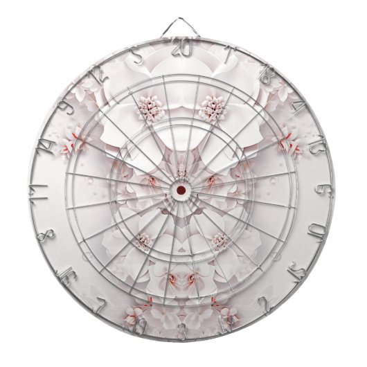 Ivoor Blush Roze Bloemen Dartboard Dartbord (Voorkant)