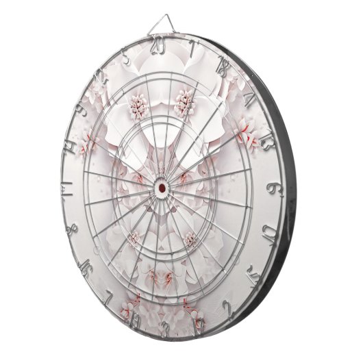 Ivoor Blush Roze Bloemen Dartboard Dartbord (Voorkant Rechts)