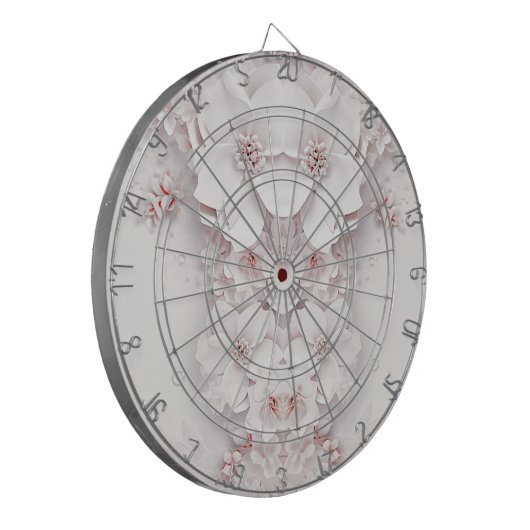 Ivoor Blush Roze Bloemen Dartboard Dartbord (Voorkant Links)
