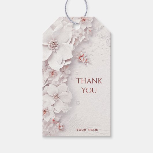 Ivoor Blush Roze Bloemen Gift Label Cadeaulabel (Voorkant)