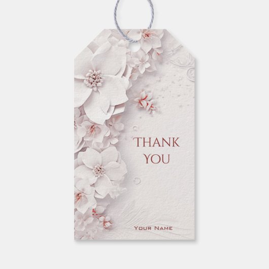 Ivoor Blush Roze Bloemen Gift Label Cadeaulabel (Achterkant)