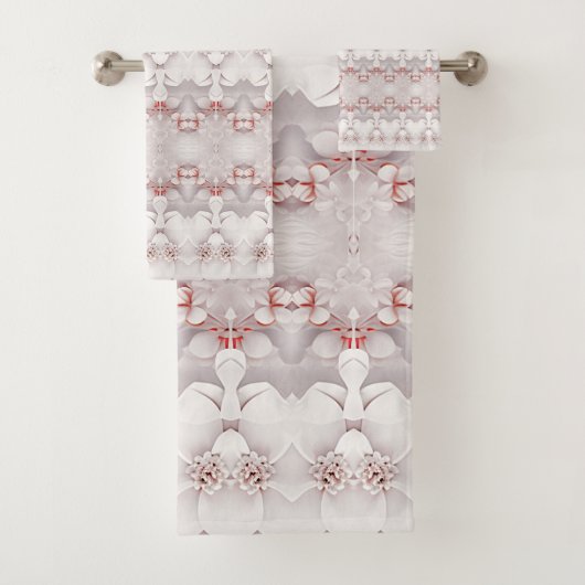 Ivoor Blush Roze Bloemen Handdoek Set (Insitu)