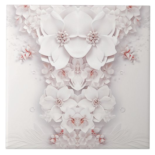 Ivoor Blush Roze Bloemen Keramische Tegel Tegeltje (Voorkant)