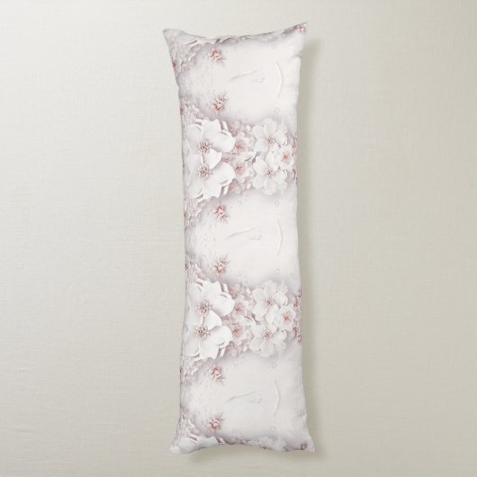 Ivoor Blush Roze Bloemen Lichaam Kussen (Achterkant (Verticaal))