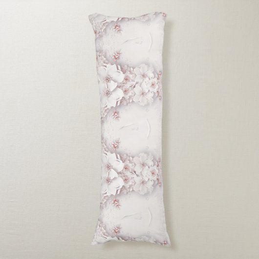 Ivoor Blush Roze Bloemen Lichaam Kussen (Voorkant Verticaal)