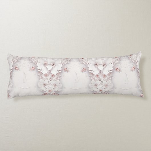 Ivoor Blush Roze Bloemen Lichaam Kussen (Achterkant)