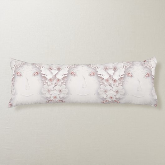 Ivoor Blush Roze Bloemen Lichaam Kussen (Voorkant)