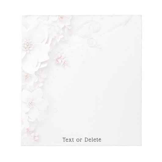 Ivoor Blush Roze Bloemen Notitieblok (Voorkant)