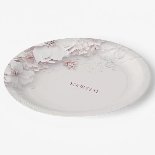 Ivoor Blush Roze Bloemen Papier Bord (Gekanteld)