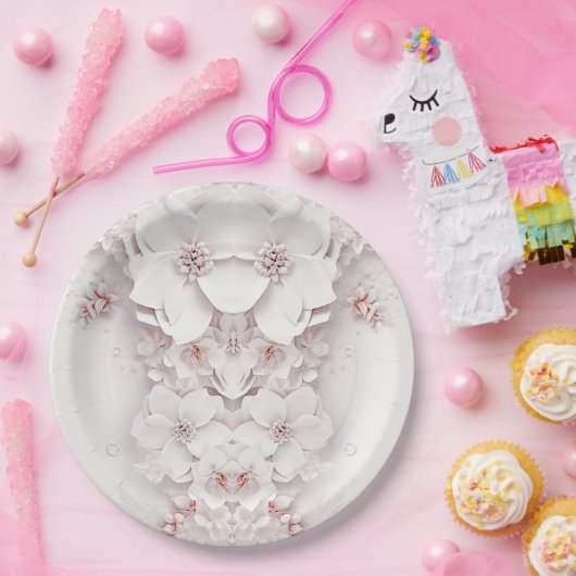 Ivoor Blush Roze Bloemen Papier Bord (Feest)