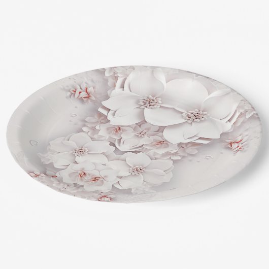 Ivoor Blush Roze Bloemen Papier Bord (Gekanteld)