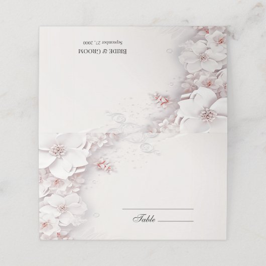 Ivoor Blush Roze Bloemen Plaats Kaart Plaatskaartje (Buitenkant ongevouwen)
