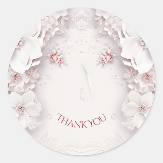 Ivoor Blush Roze Bloemen Sticker (Voorkant)