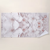 Ivoor Blush Roze Bloemen Strandlaken (Voorkant)