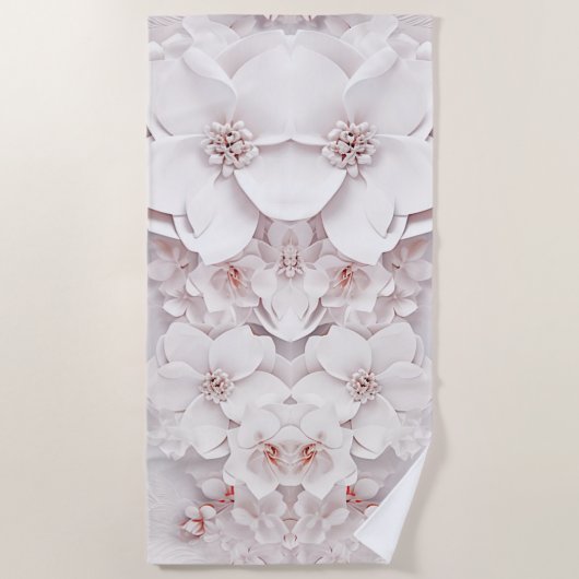 Ivoor Blush Roze Bloemen Strandlaken (Voorkant)