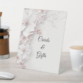 Ivoor Blush Roze Bloemen Tafelblad Tekens Reclamebord Met Voetstuk (Insitu)