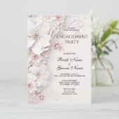 Ivoor Blush Roze Bloemen Verloving Kaart (Staand voorkant)