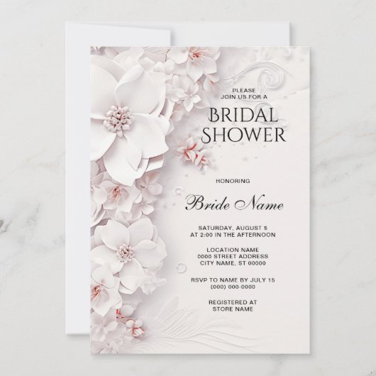 Ivoor Blush Roze Bloemen Vrijgezellenfeest Kaart (Voorkant)