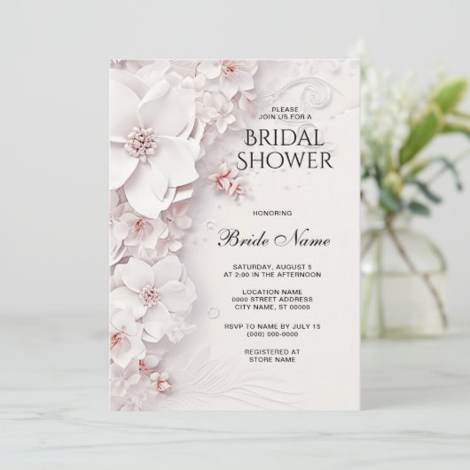 Ivoor Blush Roze Bloemen Vrijgezellenfeest Kaart (Staand voorkant)