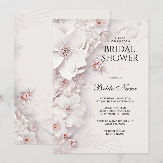 Ivoor Blush Roze Bloemen Vrijgezellenfeest Kaart (Voorkant / Achterkant)