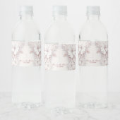 Ivoor Blush Roze Bloemen Water Fles Label Waterfles Etiket (Flessen)
