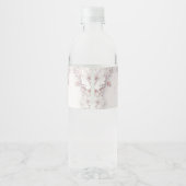 Ivoor Blush Roze Bloemen Water Fles Label Waterfles Etiket (Achterkant)