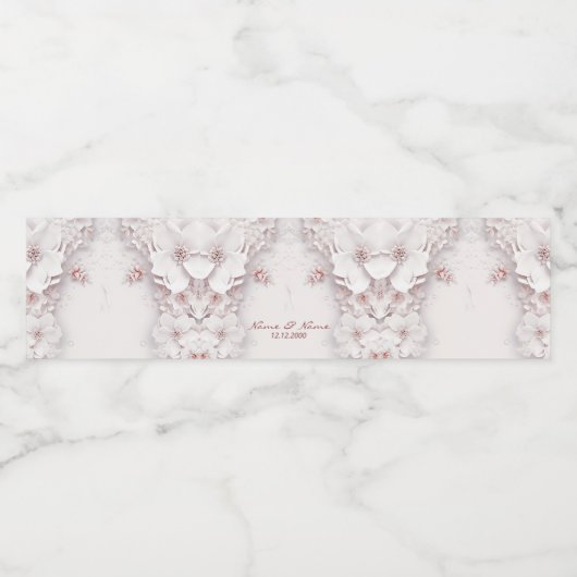 Ivoor Blush Roze Bloemen Water Fles Label Waterfles Etiket (Enkel label)