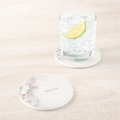 Ivoor Blush Roze Bloemen Zandsteen Onderzetter (Zijkant)