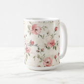 Ivoor Blush Roze Rozen Bloem Koffiemok (Voorkant rechts)