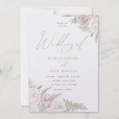 Ivoor & Blush Rozen Mooie Bruiloft Kaart (Voorkant)