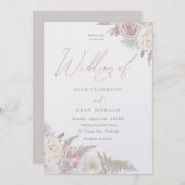 Ivoor & Blush Rozen Mooie Bruiloft Kaart (Voorkant / Achterkant)