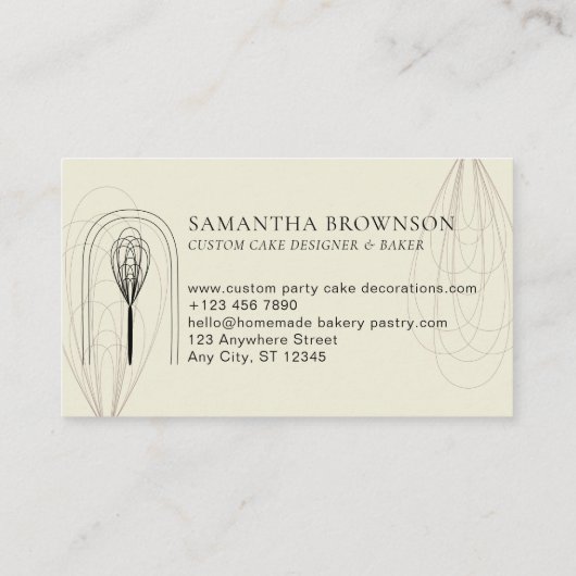 Ivoor Blush Stijlvolle Whisk Logo Home Bakkerij Visitekaartje (Achterkant)