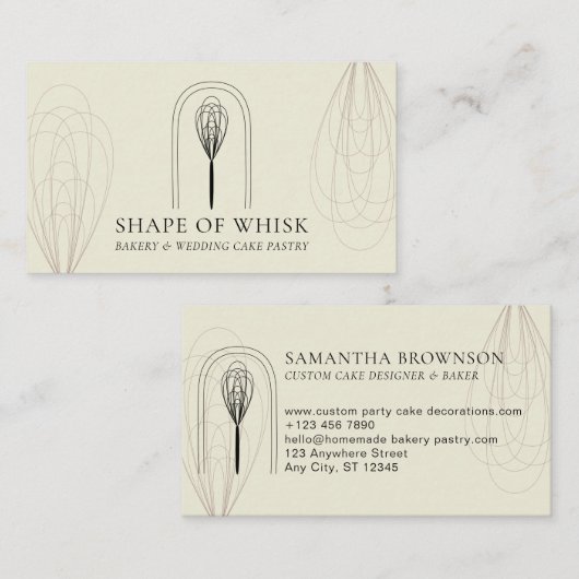 Ivoor Blush Stijlvolle Whisk Logo Home Bakkerij Visitekaartje (Voorkant / Achterkant)