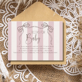 Ivoor Blush Streep Boog Baby Shower Boeken Voor Ba Informatiekaartje