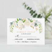 Ivoor Boeket Bloemen Bruiloft Maaltijd Keuze RSVP  (Staand voorkant)