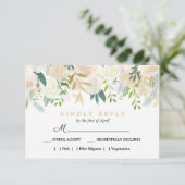 Ivoor Boeket Bloemen Bruiloft Maaltijd Keuze RSVP  (Staand voorkant)