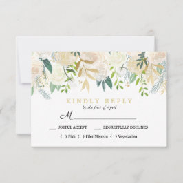 Ivoor Boeket Bloemen Bruiloft Maaltijd Keuze RSVP  Kaartje