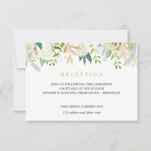 Ivoor Boeket Bruiloft Receptie Details Blush Roze Kaart (Voorkant)