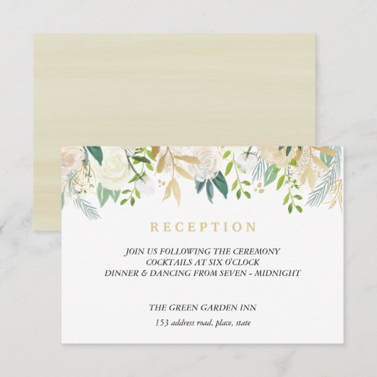 Ivoor Boeket Bruiloft Receptie Details Blush Roze Kaart (Voorkant / Achterkant)