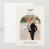 Ivoor | Boho Arch Wedding Foto Dank je wel Bedankkaart (Voorkant / Achterkant)