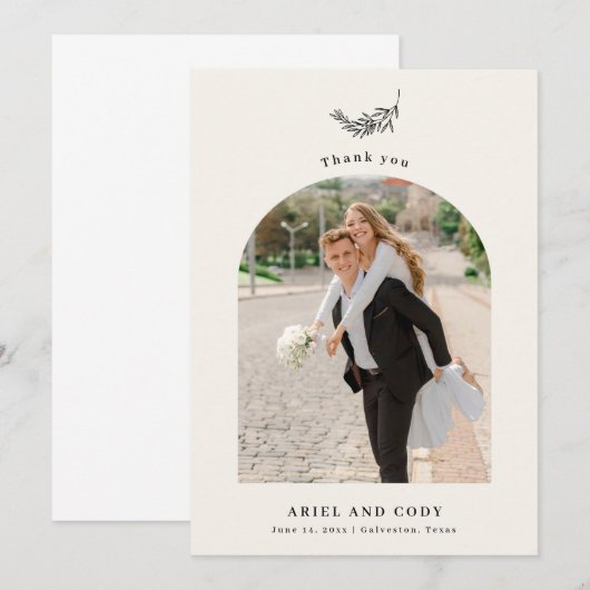 Ivoor | Boho Arch Wedding Foto Dank je wel Bedankkaart (Voorkant / Achterkant)