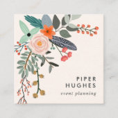 Ivoor | Boho Floral Vierkante Visitekaartje (Voorkant)