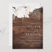 Ivoor Boho Flowers Herfst Rustiek Hout Bruiloft Kaart (Voorkant)