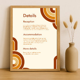 Ivoor Bold Retro 1970s Huwelijk Informatiekaartje