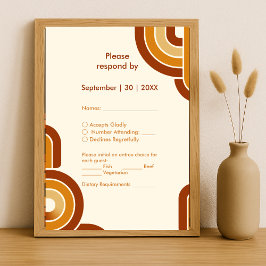 Ivoor Bold Retro 1970s Huwelijk RSVP Kaartje