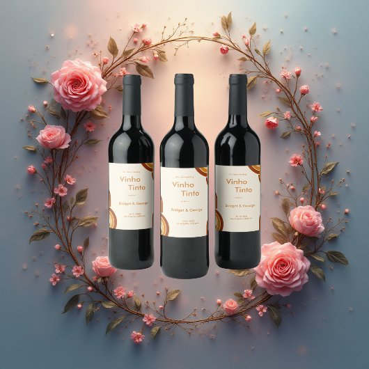 Ivoor Bold Retro 1970s Huwelijk Wijn Etiket