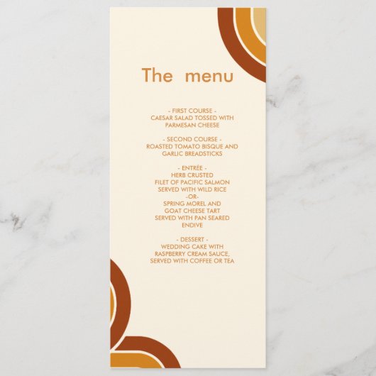 Ivoor Bold Retro 1970s Trouwmenu Programmakaart (Voorkant)