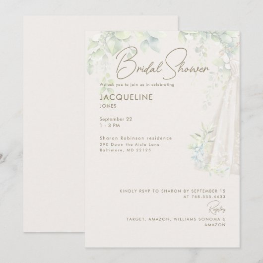 Ivoor Botanische Trouwjurk Vrijgezellenfeest Kaart (Voorkant / Achterkant)