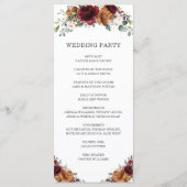 Ivoor Bourgogne Sinaasappel Bloemen Huwelijk Progr Programmakaart (Achterkant)